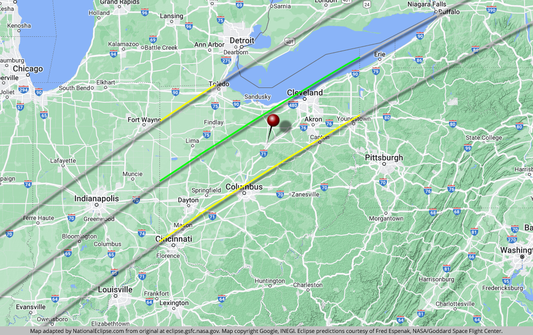 Solar Eclipse 2024 Path Of Totality Map Ohio State Catlee Sissie
