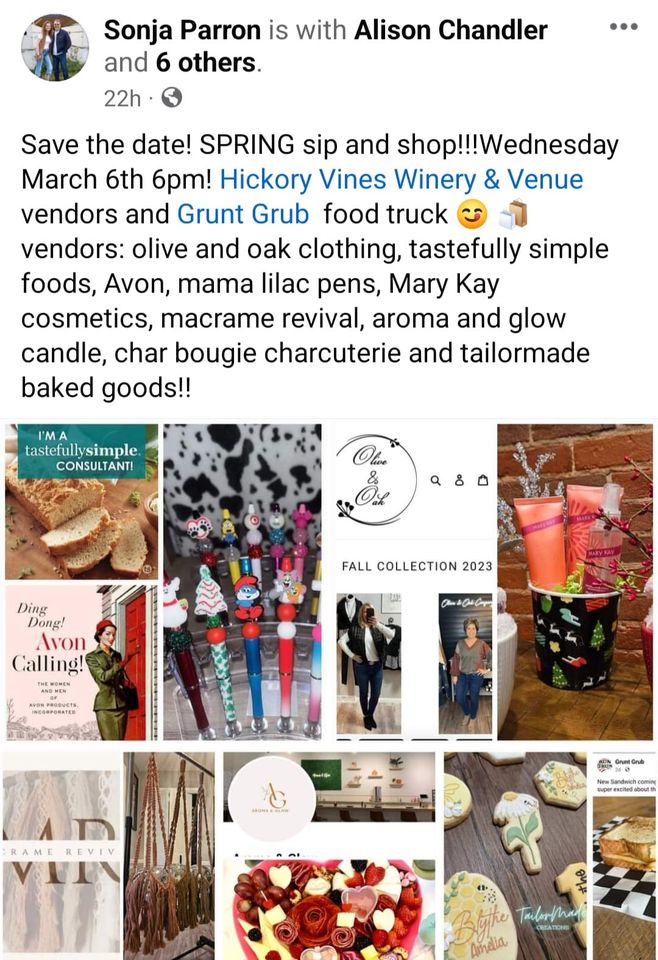 Sip and Shop at Hickory Vines Winery & Venue