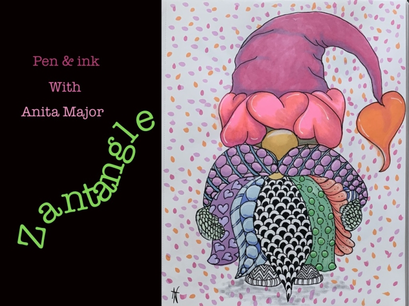 Pens & Ink with Anita : Zantangle a Gnome at Mansfield Art Center