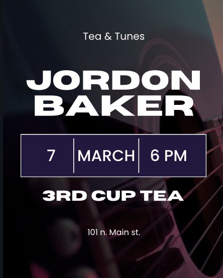 Tea & Tunes: Jordon Baker Live at 3rd Cup Tea