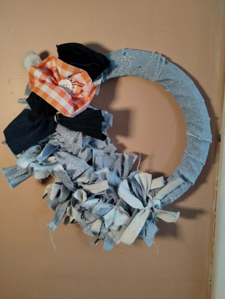 Upcycled Denim and Scrap Fabric Wreath