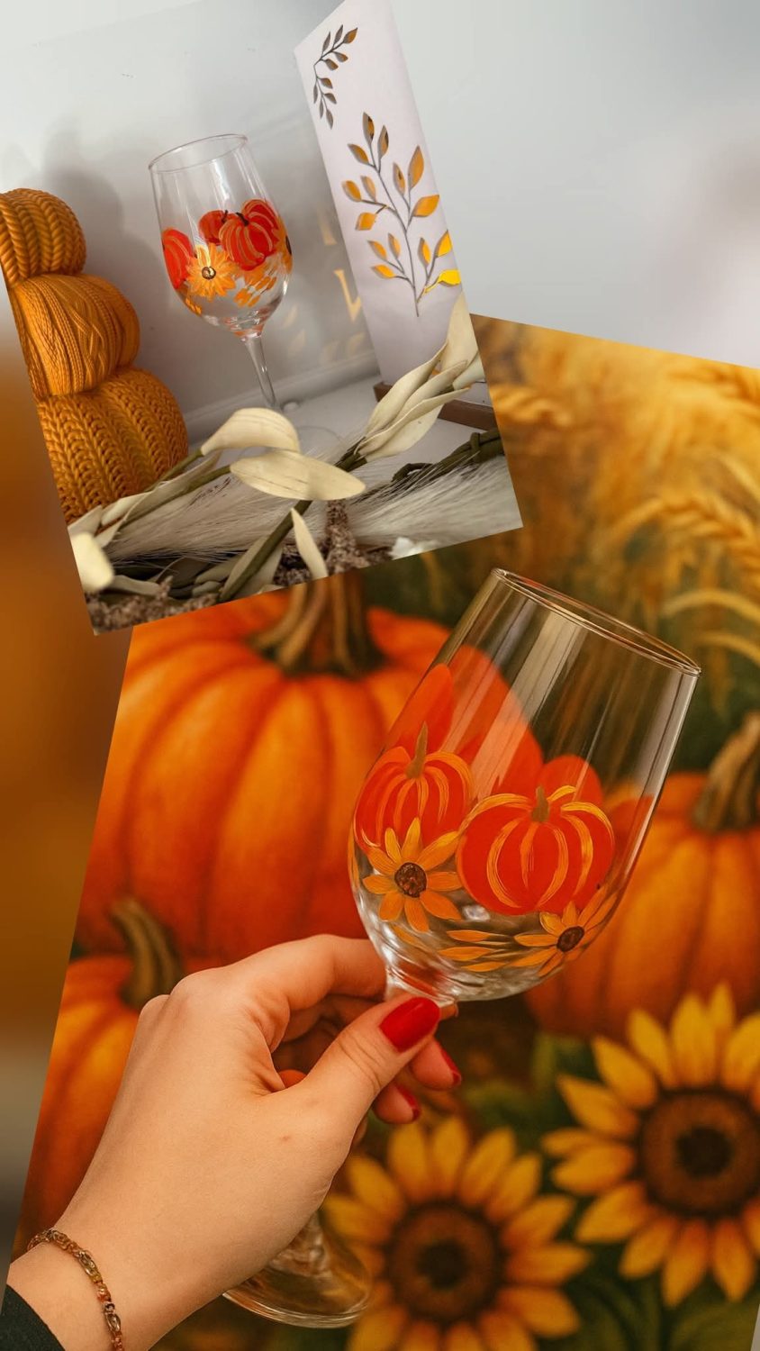 Sip and paint pumpkin wine glass
