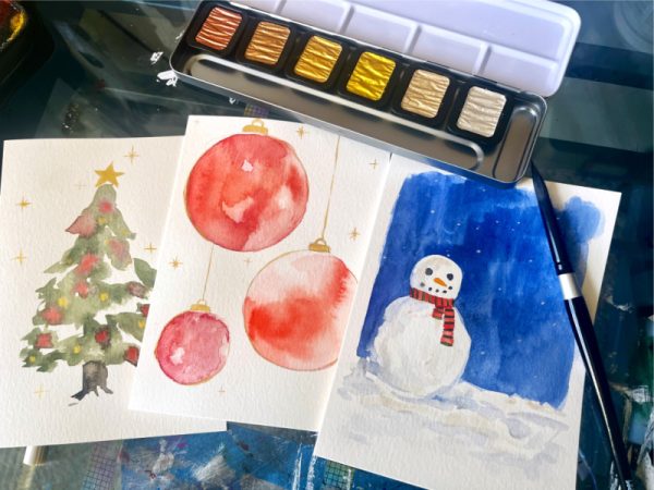 Watercolor Painting Holiday Greeting Card set