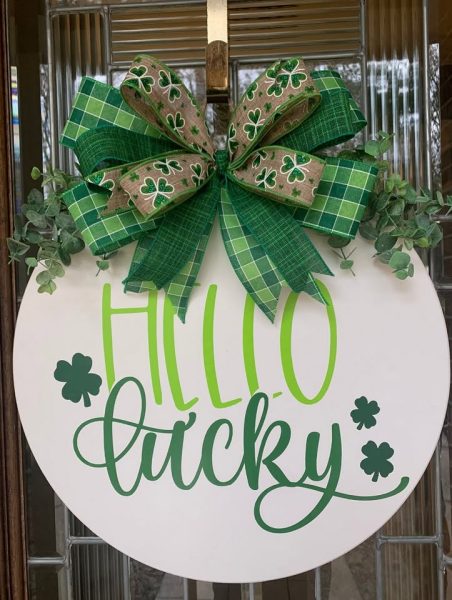 Hello Lucky Door Sign Sip and Paint